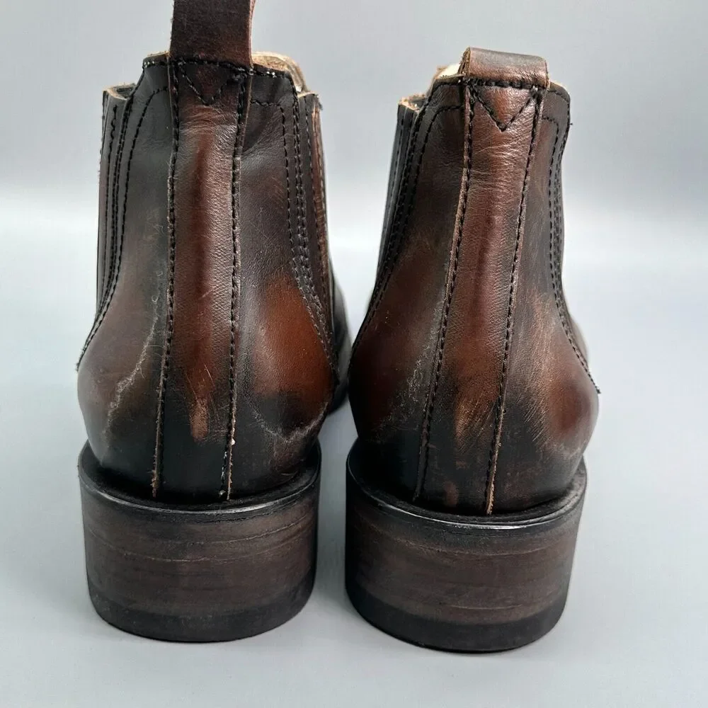 Freebird By Steven Fm-Argo Men's 8 Brown Leather Slip On Ankle Chelsea Boots